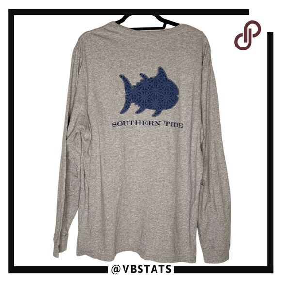 Southern Tide Men's Christmas Snowflake Graphic Long Sleeve T-Shirt Gray XL - Picture 2 of 8